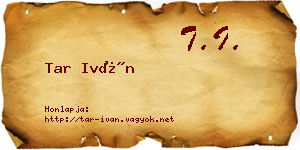 Tar Iván névjegykártya